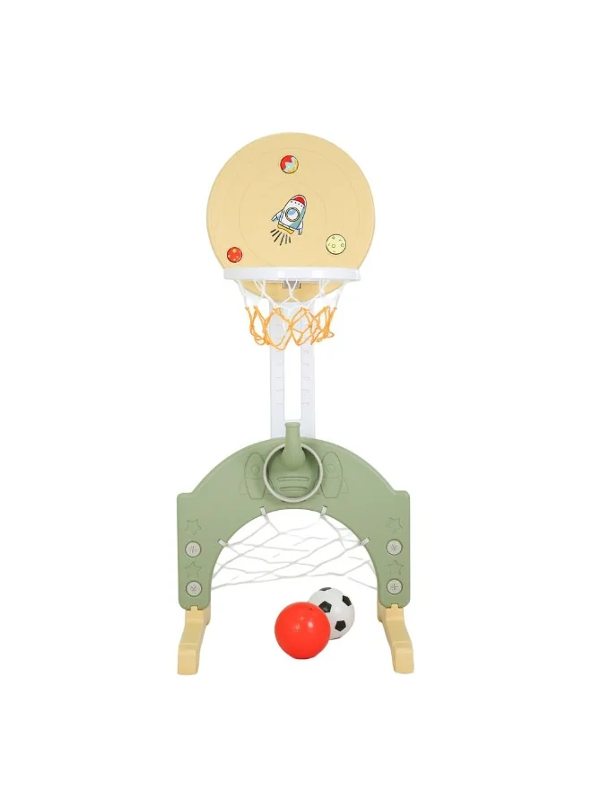 DANUBE HOME 3-in-1 Kids Sports Play Set ¨C Basketball Hoop, Football Goal & Rings Combo ¨C Indoor Outdoor Activity Center o7qth