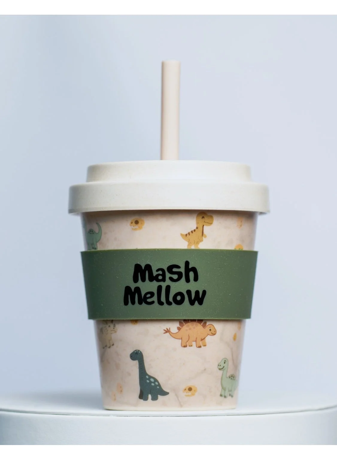 Mash Mellow Bamboo Kids Sippy Cup with Silicone Straw (Eco-Friendly, BPA-Free, 250 mL, Roar Some) mmpal