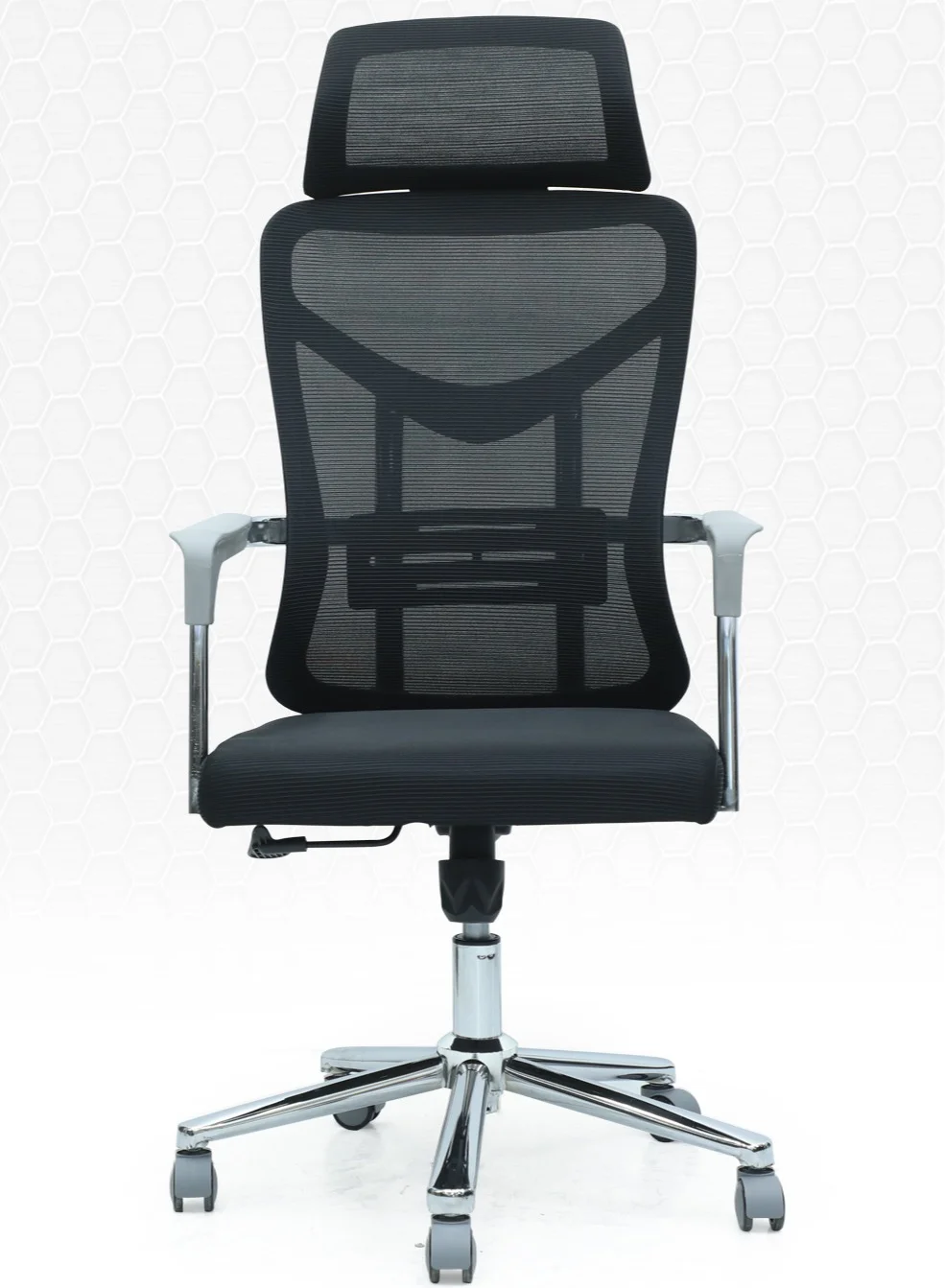 Premium Ergonomic Mesh Office Chair with Lumbar Support and Adjustable Headrest (Black & Grey, Standard Size) w807i