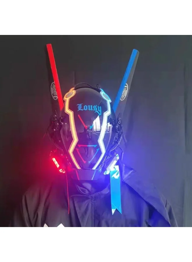 TAPIT LED Lighted Face Transforming Mask Neon Horror Costume Accessory for Halloween Masquerades and Cosplay Parties (One Size) pib5q