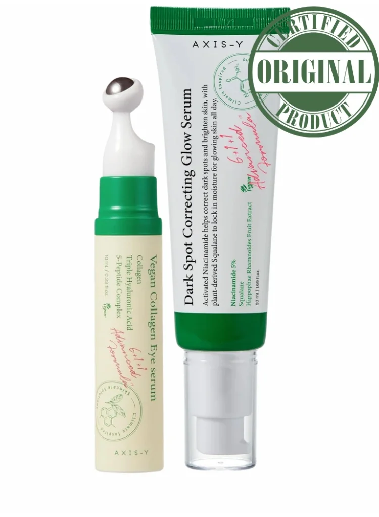 AXIS-Y Vegan Collagen Eye Serum and Dark Spot Correcting Glow Serum Set (Brightening and Firming Duo, 30 mL + 10 mL) 11vnf