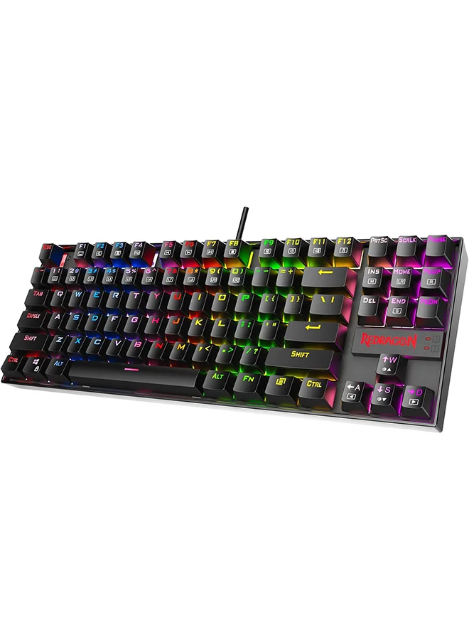 Mechanical Gaming Keyboard RGB LED Backlit Wired Compact 87-Key Layout with Dust-Proof Switches (Black, 87-Key) d7qxi