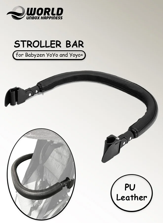 Eworld Stroller Bumper Bar Premium PU Leather Armrest Handle for Compact Folding Strollers (Black, 1 Piece) d9ve4