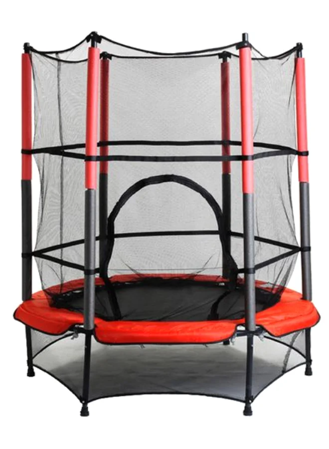 UFIT Round Trampoline with Safety Enclosure Net (140 cm x 160 cm) Premium Backyard Recreational Equipment for Kids 6idrk