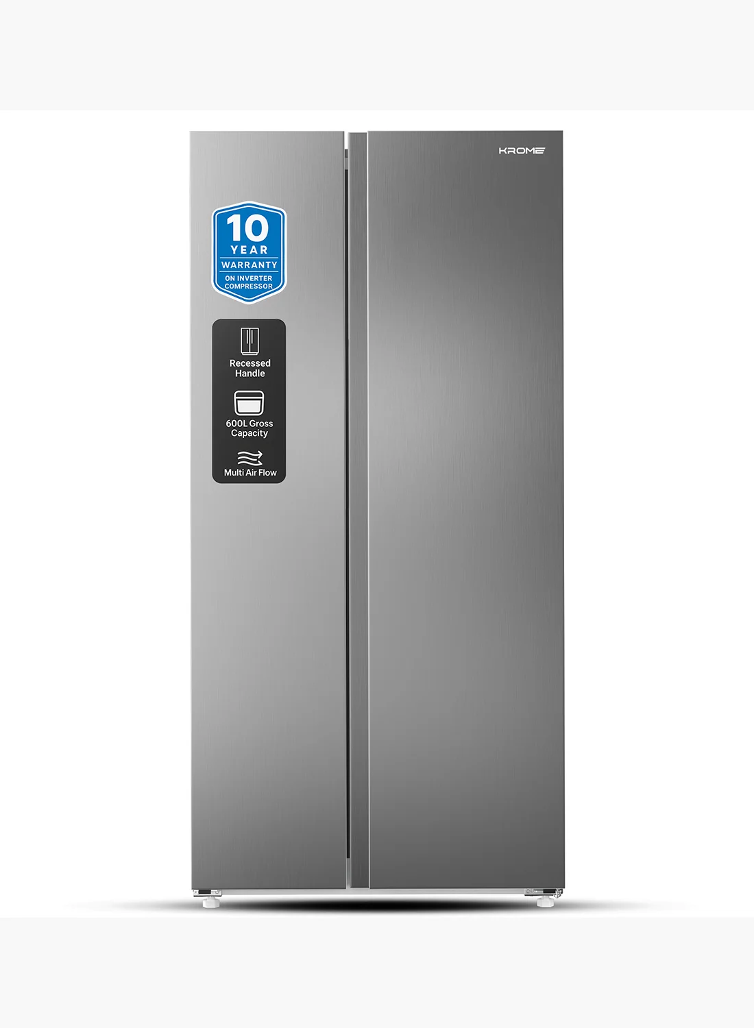 Krome Side By Side Refrigerator Premium Stainless Steel Finish Multi Air Flow Cooling System (600 L) nlnn4