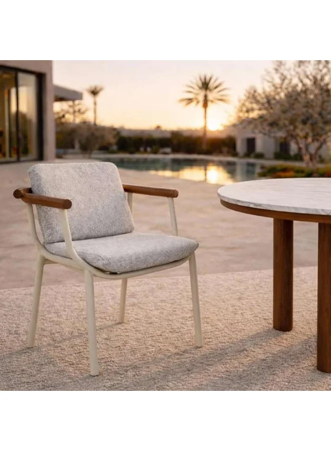 Pan Home Outdoor Dining Chair Premium Weather-Resistant Patio Seating (Cream, 85 cm) evpxs