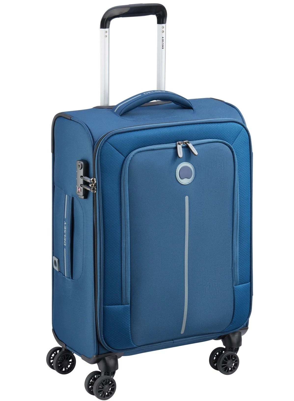 Premium Softcase Expandable Cabin Luggage Trolley 4-Double Wheeled Travel Suitcase (Night Blue, 55 cm) u5mpb