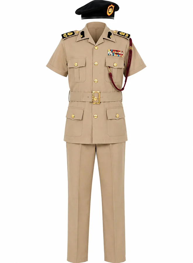 Toy Land Kids Police Officer Costume Set Premium Khaki Uniform with Beret for Boys (12-13 Years) 3mkd0