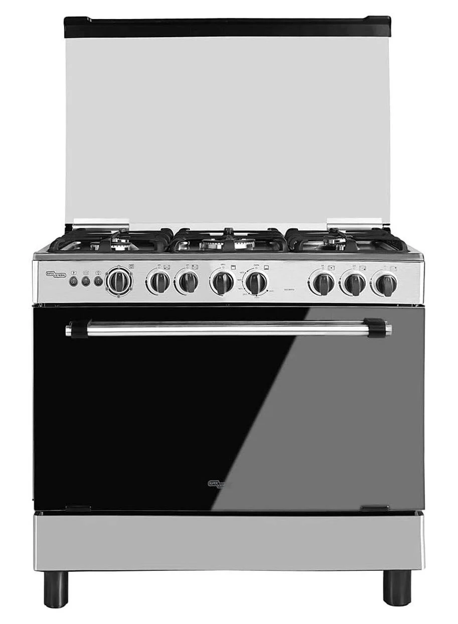 Super General 5 Burner Gas Cooker with Oven and Rotisserie (90 x 60 cm, Silver) 3olx3