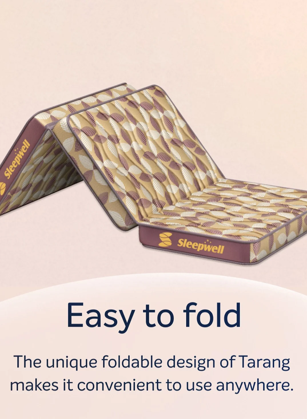 Sleepwell Tri-Fold Mattress with VPF Technology for Pressure Relief and Body Support (Medium-Firm, 190x90x10 cm) i9tss