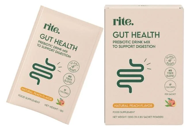 Rite Gut Health Prebiotic Fiber Drink Mix Peach Flavor (120g, 15 Sachets) 653fk