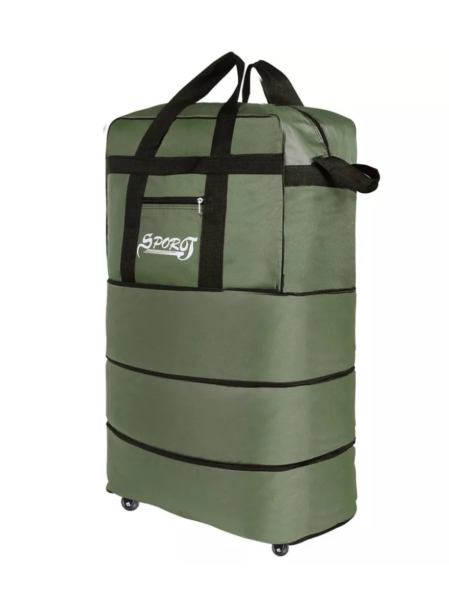 Yuwell Expandable Rolling Duffle Bag 3-Layer Foldable Trolley Suitcase with 5 Wheels (Green, 100x50x30 cm) 315vn