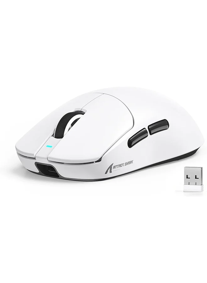 Attack Shark X8 SE Wireless Gaming Mouse, Ultra-Lightweight 55g, Tri-Mode Connectivity, 25000 DPI Precision Sensor, Ergonomic Gamer Mouse (White) 9ehw0