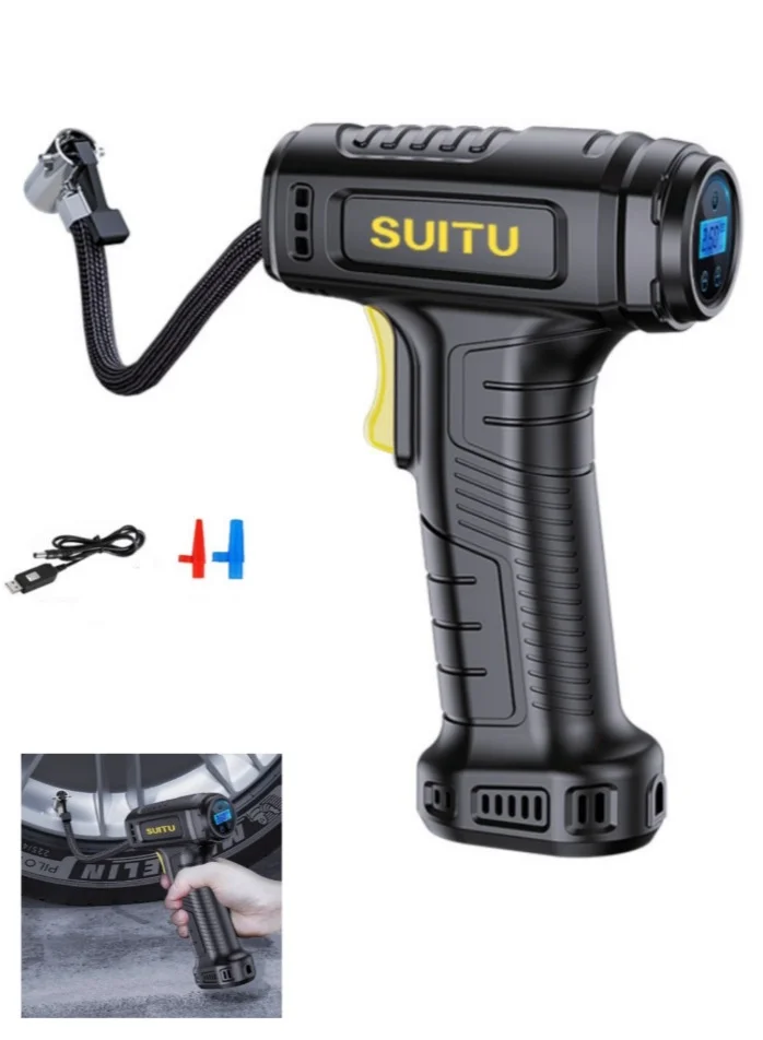 SUITU Wireless Portable Tire Inflator Digital Display LED Light Electric Air Pump for Car Motorcycle Bike (12V) 7lqfa