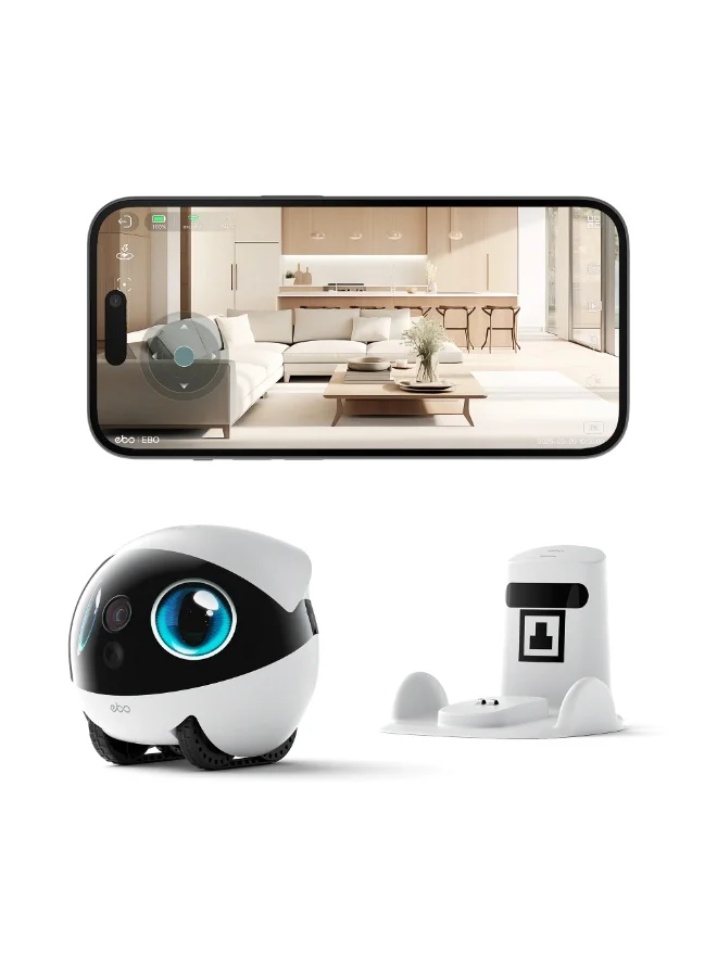 Premium Smart Home Robot Camera 2.5K Indoor Security Pet Monitor with 2-Way Video and Night Vision (White) wmjh4