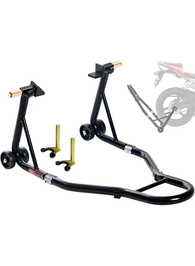 L&E Motorcycle Paddock Stand Combo Heavy Duty Front and Rear Wheel Lift Set (Black, 500kg Capacity) 2hme2