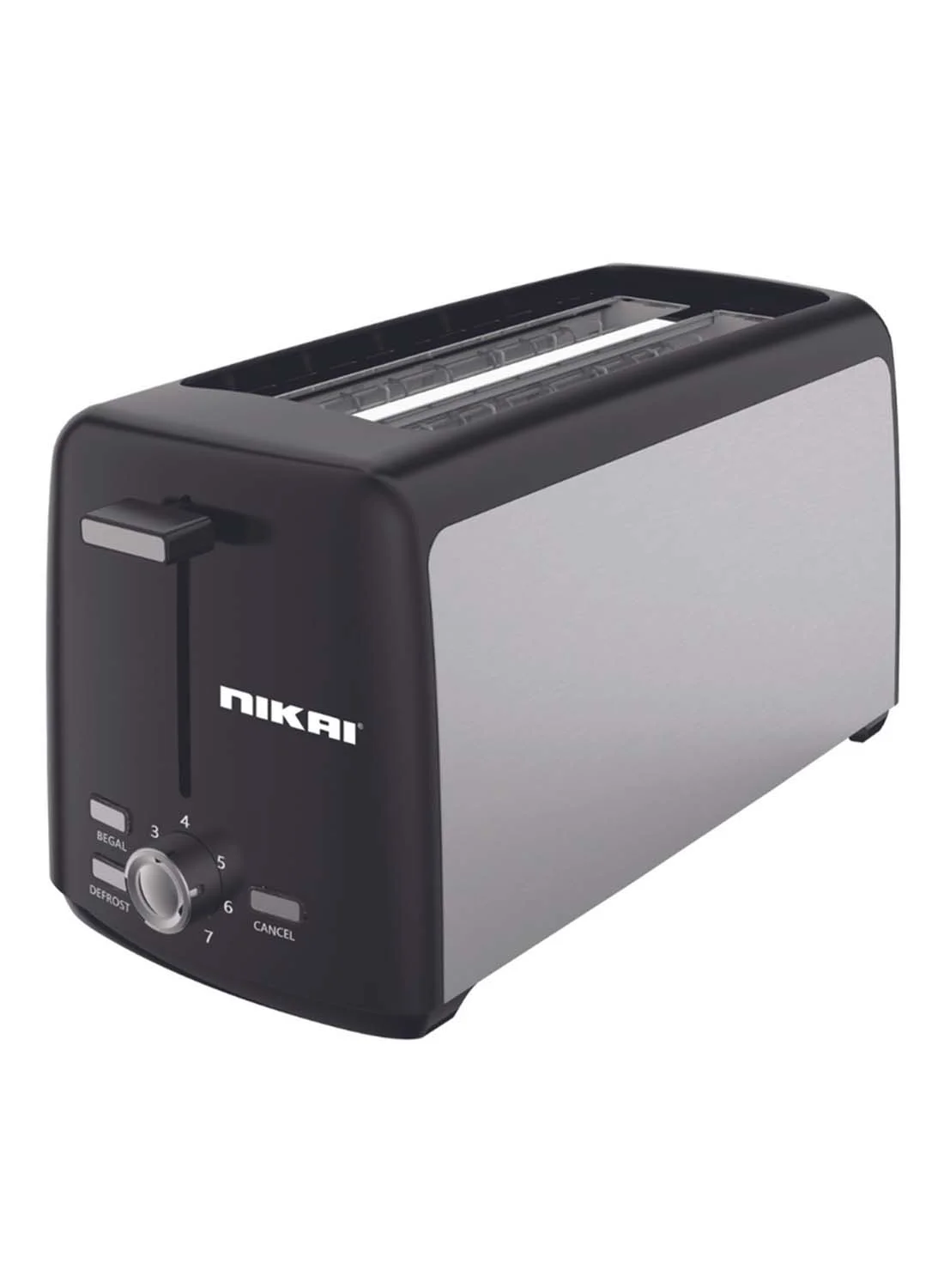 NIKAI 4 Slice Bread Toaster 1400W Stainless Steel Electric Toaster with 7 Browning Settings and Removable Crumb Tray (Black/Silver, 1400 W) 8d1qs