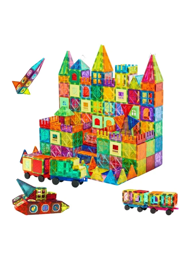 YoMaJ Magnetic Tiles Building Blocks Set with 2 Cars for Kids Educational STEM Learning Toys (100 Pieces) wzqa7