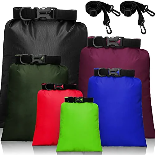 Shappy Waterproof Dry Bag Set Lightweight Outdoor Storage Sacks with Adjustable Shoulder Strap for Kayaking Rafting Boating Hiking Camping (6 Pieces, Multi-Color) nvpal
