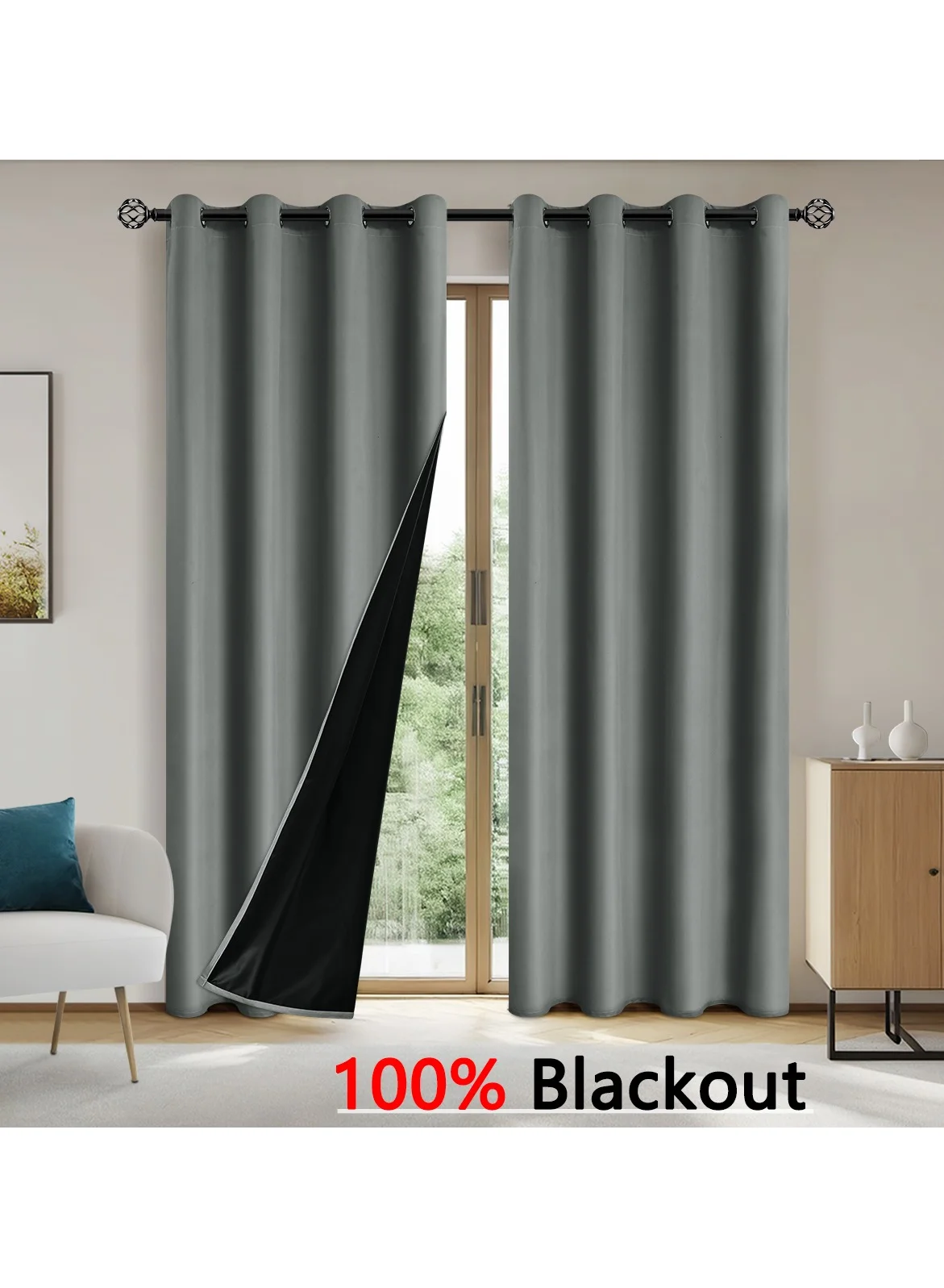 DUNISO Blackout Curtains Set, Thermal Insulated Grommet Drapes for Privacy and Light Blocking (2 Panels, 140 cm x 240 cm) ln89b