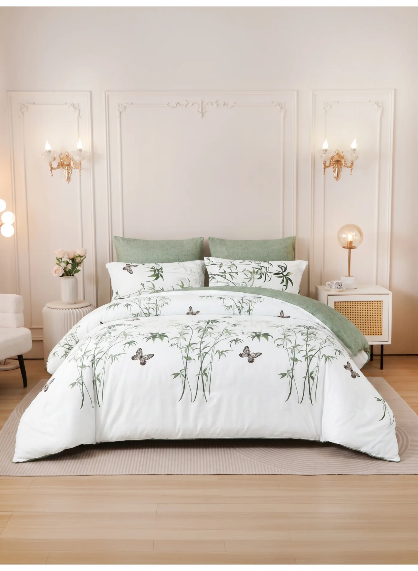 Donetella Printed Duvet Set King Size 6-Piece Bedding Collection (Floral, 200x200 cm) rm05e