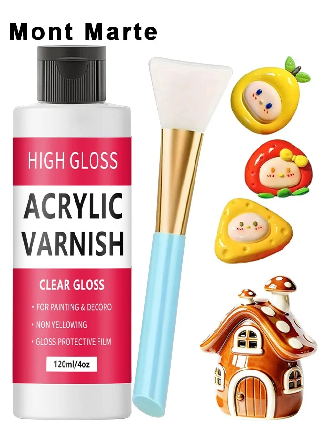 Mont Marte High Gloss Varnish Sealant for Air Dry Clay and Ceramics (120 mL, Gloss) sw8ux