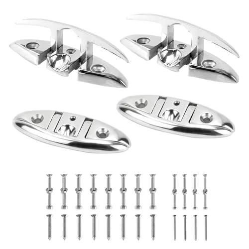 CWaveRow Folding Dock Cleats 316 Stainless Steel Heavy Duty Marine Hardware for Yachts and Pontoons (24 Pack, 14 cm) gsuub