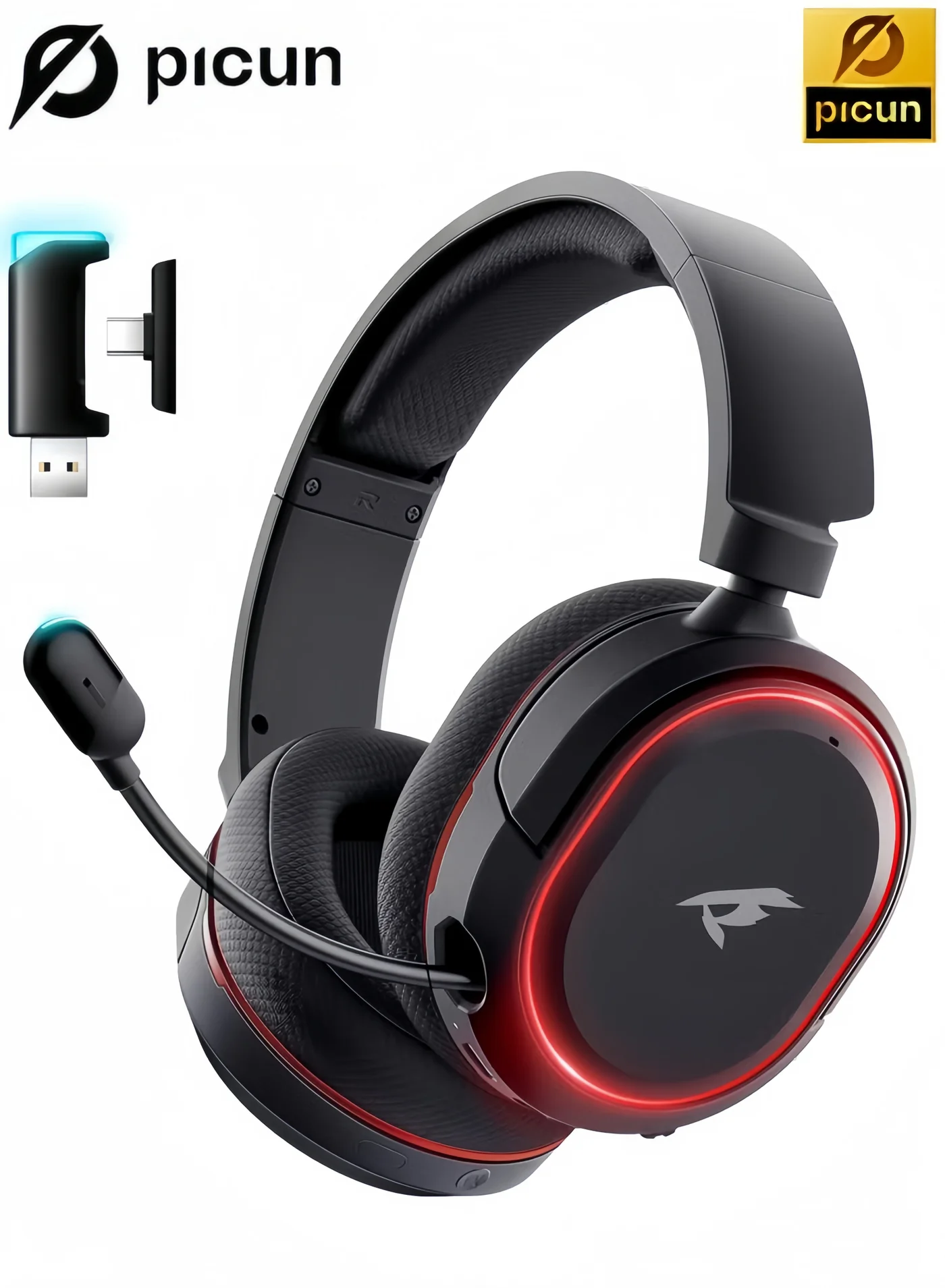 Wireless Gaming Headset 7.1 Surround Sound Premium Over-Ear Headphones with ENC Noise Canceling Microphone for PC and Console (Black, One Size) tg3y7