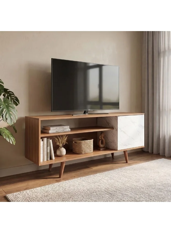 DANUBE HOME Walter TV Cabinet Entertainment Media Console (Light Brown/White, 136x36.3x59.5 cm) m7pp7