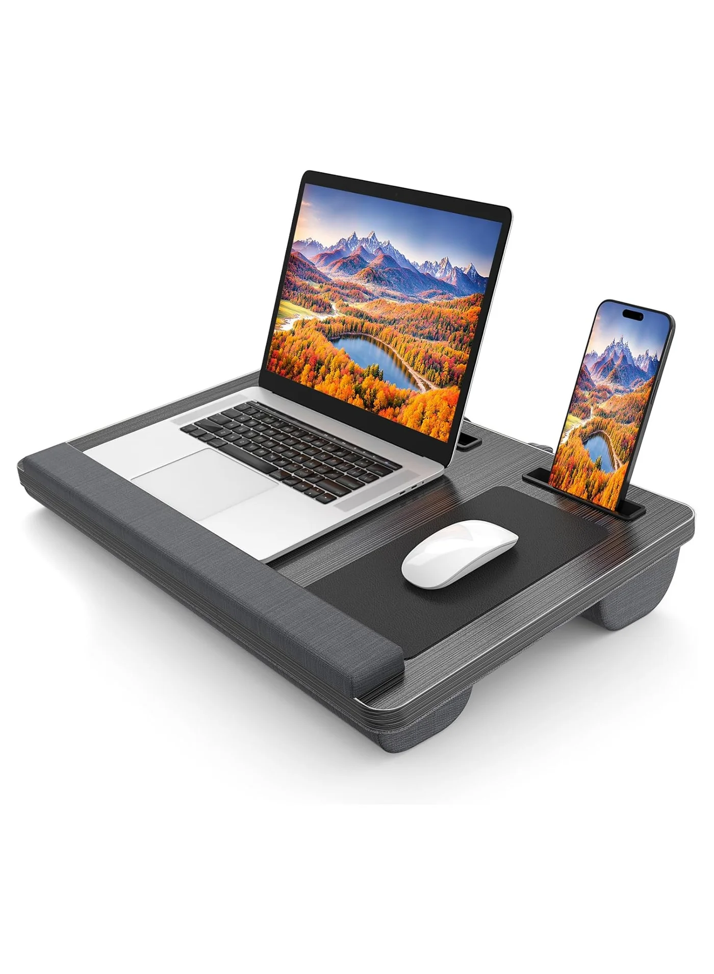 NNEWVANTE Portable Laptop Lap Desk with Cushion and Wrist Rest for Bed and Sofa (Black, 17 in) j6r9u
