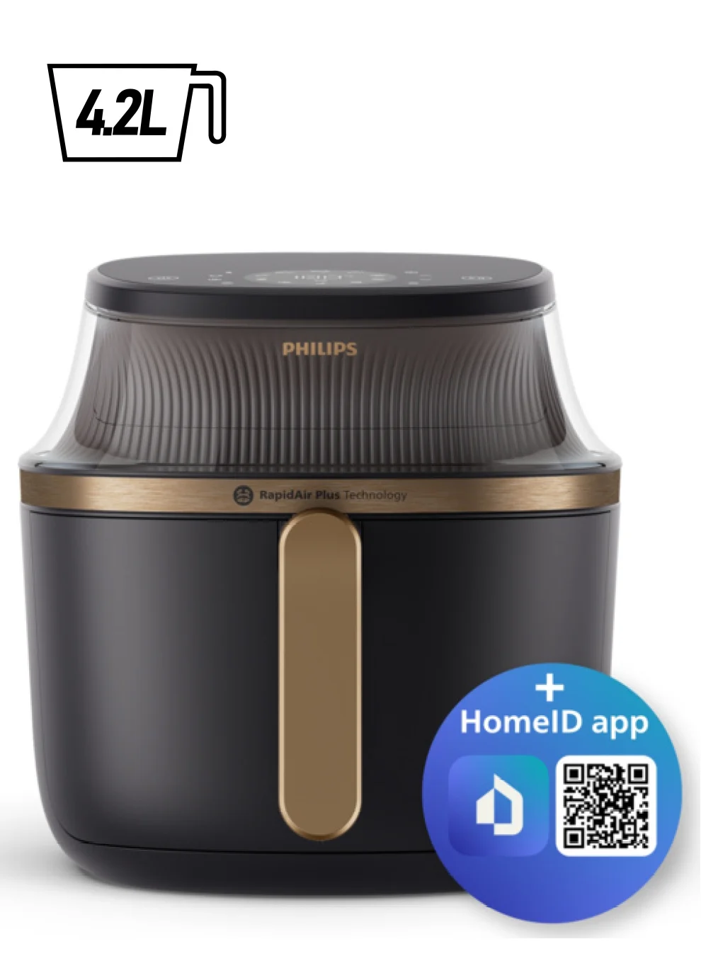 Professional Air Fryer with Viewing Window, 16 Cooking Functions, Touchscreen Control, 1400W Power (Black, 4.2 L) khu7b