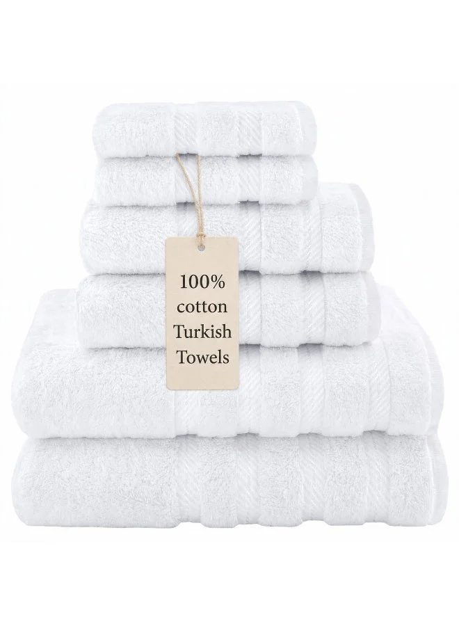 Safi Plus Luxury Hotel Quality 600 GSM Combed Cotton Bath Towel Set (6 Piece Set, Bright White) dqeh1
