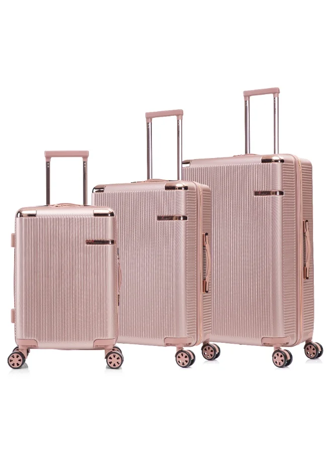 SENATOR Hard Case Trolley Luggage Set Lightweight ABS Suitcase with TSA Lock (Rose Gold, Set of 3) cbvmp