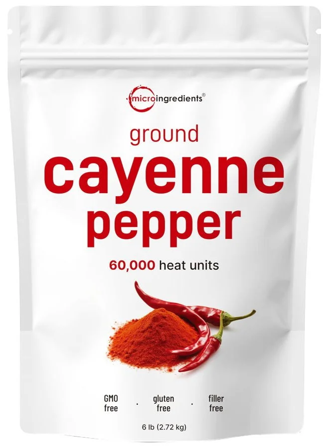 Micro Ingredients Ground Cayenne Pepper Powder (60,000 SHU Heat) Premium Culinary Spice and Garden Deterrent (2.72 kg) dga84
