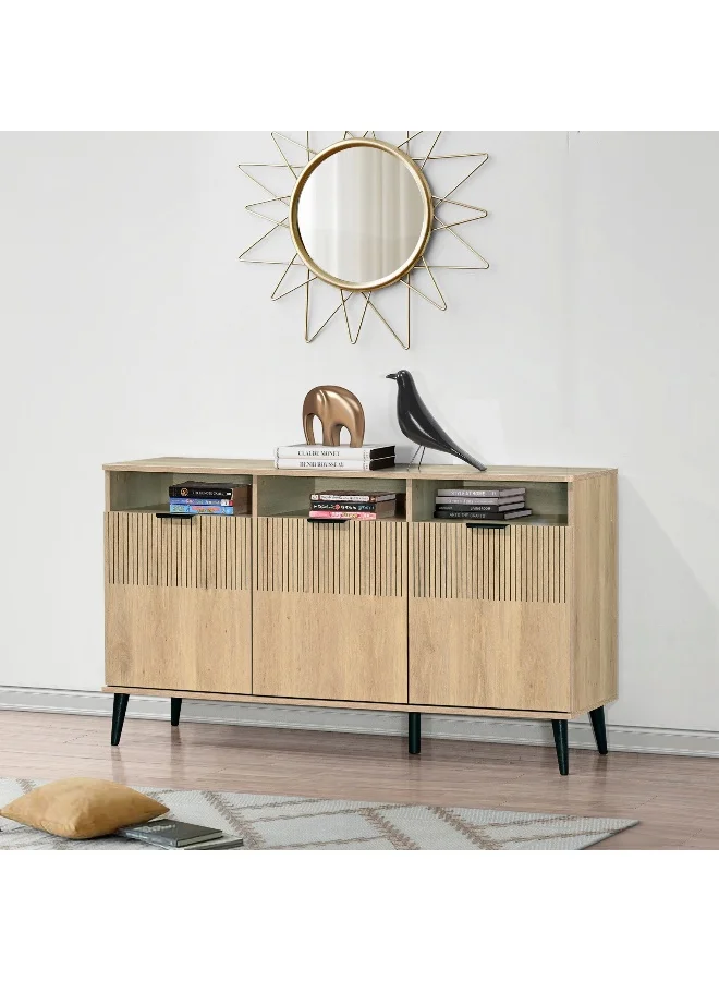 Home Box 3-Door Sideboard Cabinet Premium Oak Finish Storage Unit (150 cm) iwr02