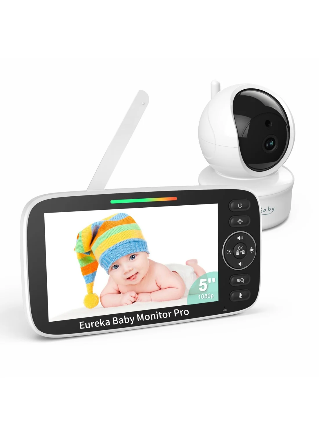 Premium Baby Monitor with 5-inch HD Display, 355-Degree Pan-Tilt Camera, 4X Zoom, Secure FHSS Connection, and Smart Night Vision (5-inch) xpz51