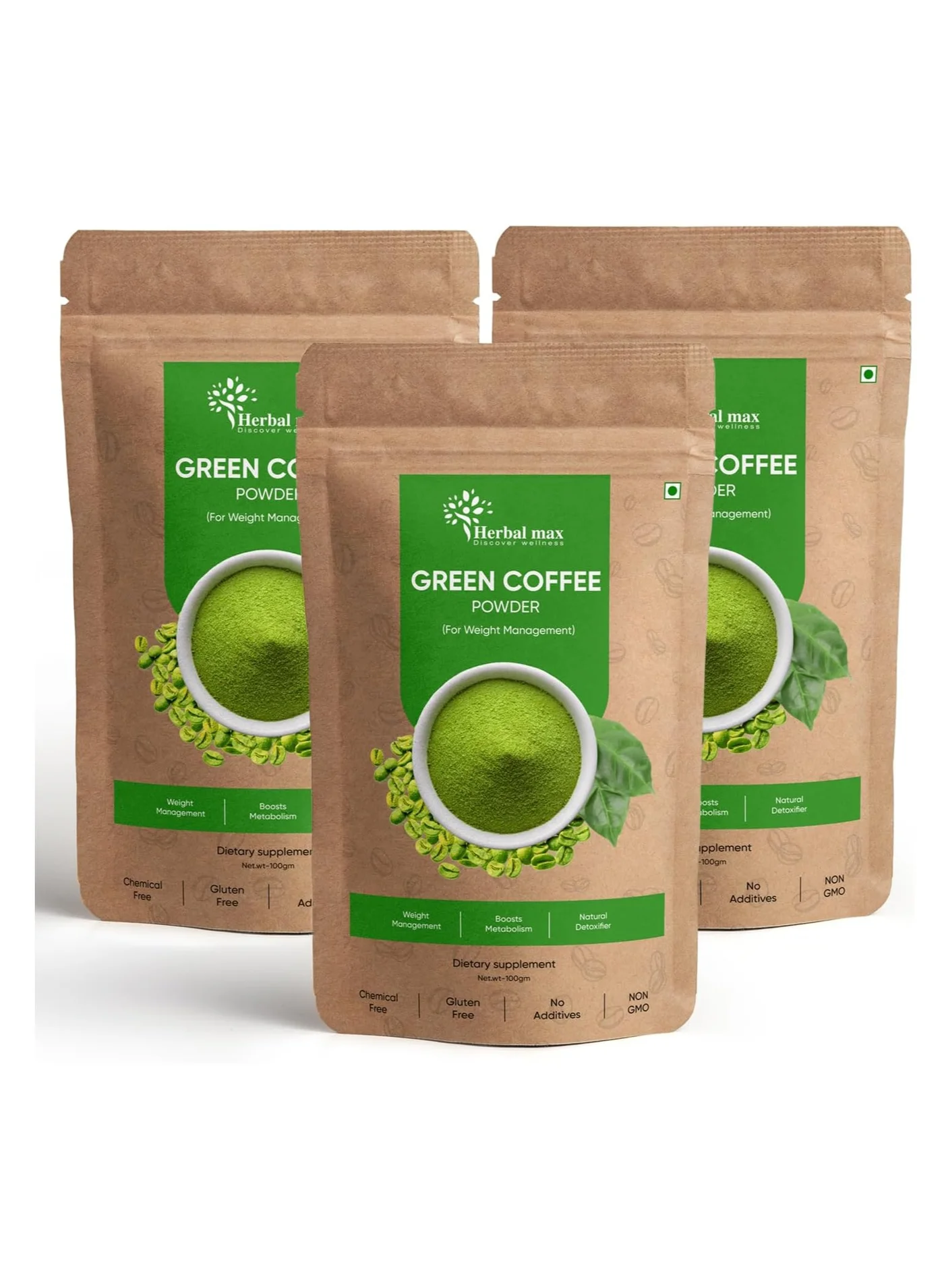 Herbal Max Green Coffee Bean Powder (Unroasted, Natural Extract, 300g) b5xkn