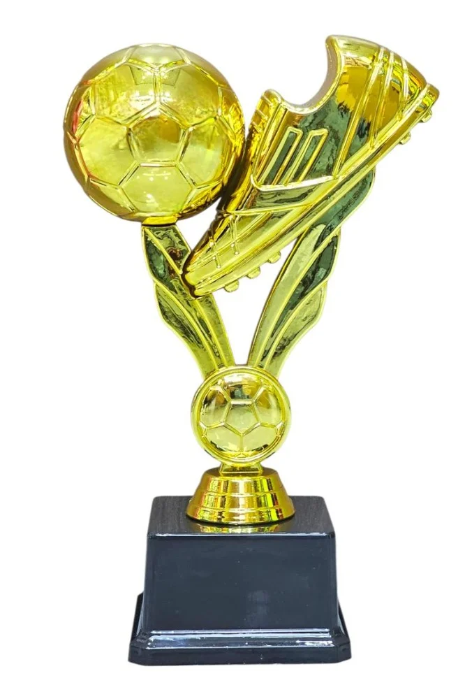Spall Football and Boot Trophy Award (Gold, 25cm) Premium Soccer Tournament Recognition Prize with Black Base 28rsn