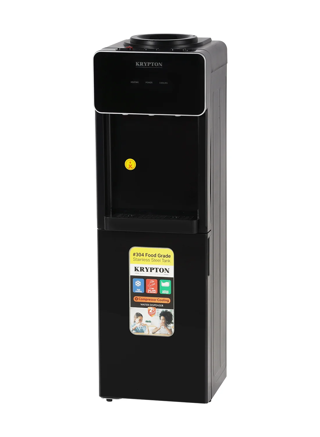 KRYPTON Water Dispenser with Cabinet, Hot and Cold Function, Piano Push Faucet with Child Safety Lock (White) 0zokq