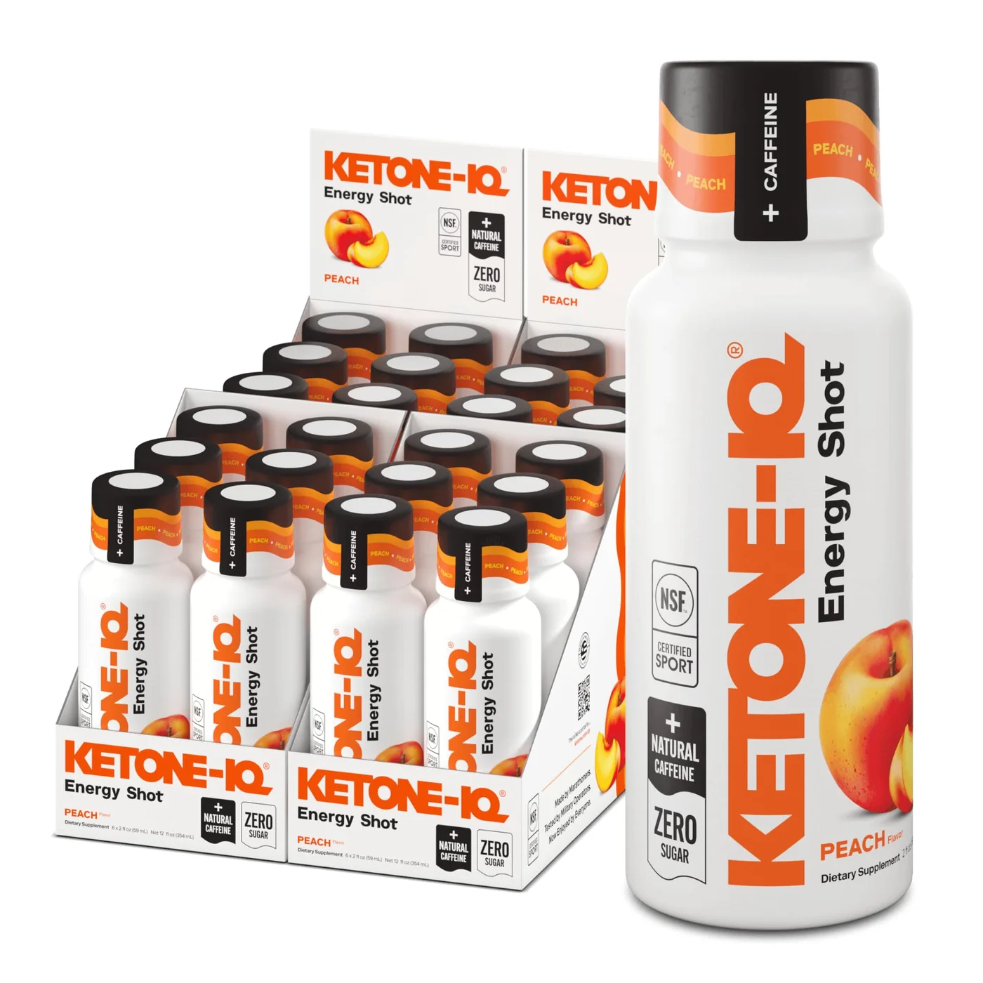 Premium Ketone Energy Shots with Green Tea Caffeine and B Vitamins (Peach, 24 Pack) 46v41