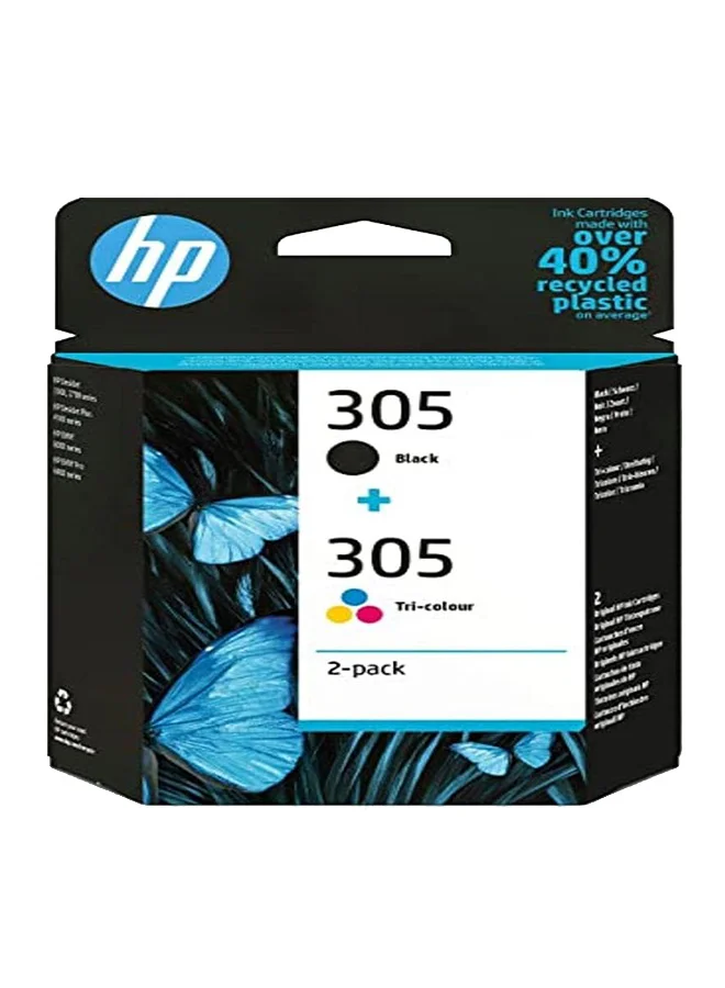 Premium Ink Cartridge Set 305 (2-Pack, Tri-Color and Black) High-Yield Printing Supplies for Home and Office 2bmhy