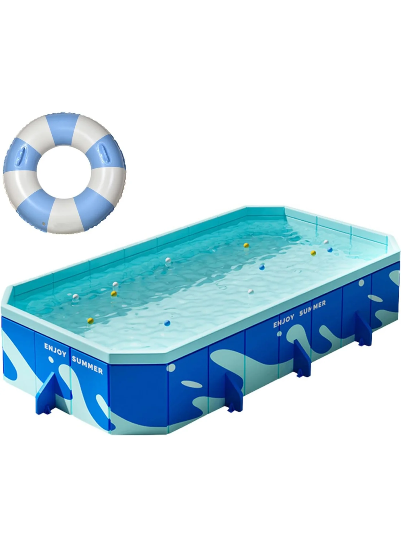 AUTOYSUR Foldable Swimming Pool for Family Backyard Outdoor Water Fun (Blue, 320 x 185 x 50 cm) zki9x
