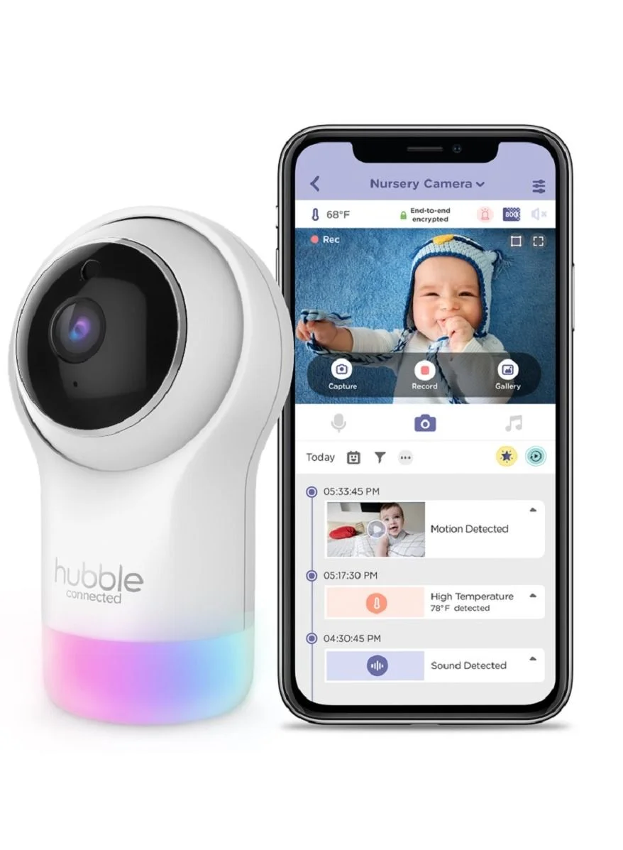 Smart Baby Monitor 1080p HD Wi-Fi Camera with Pan-Tilt-Zoom and Night Vision (White, 1 Unit) y2na7