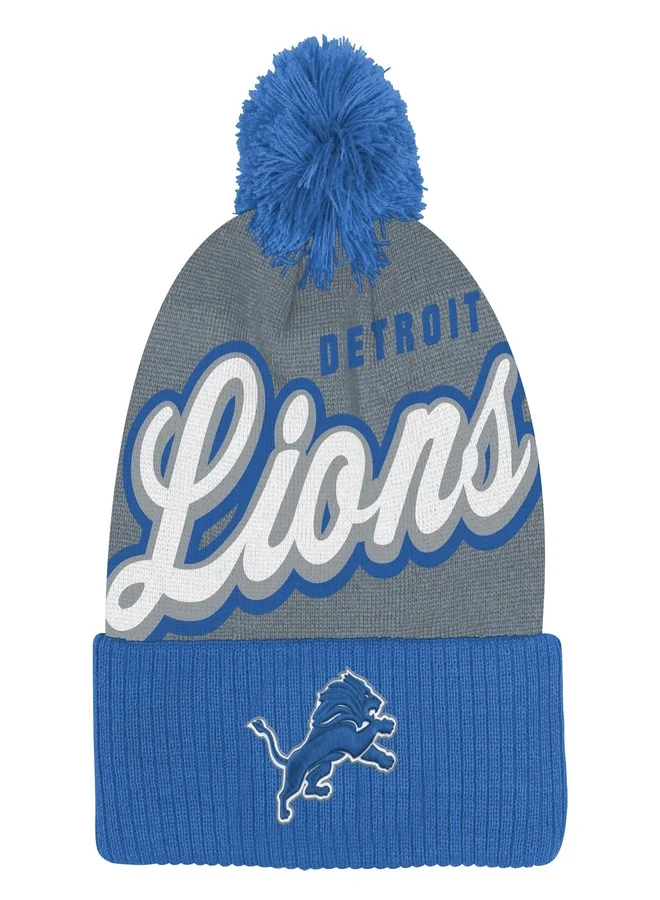 Outerstuff Youth Primary Logo Knit Pom Beanie Hat (Detroit Lions, One Size) tvf0s