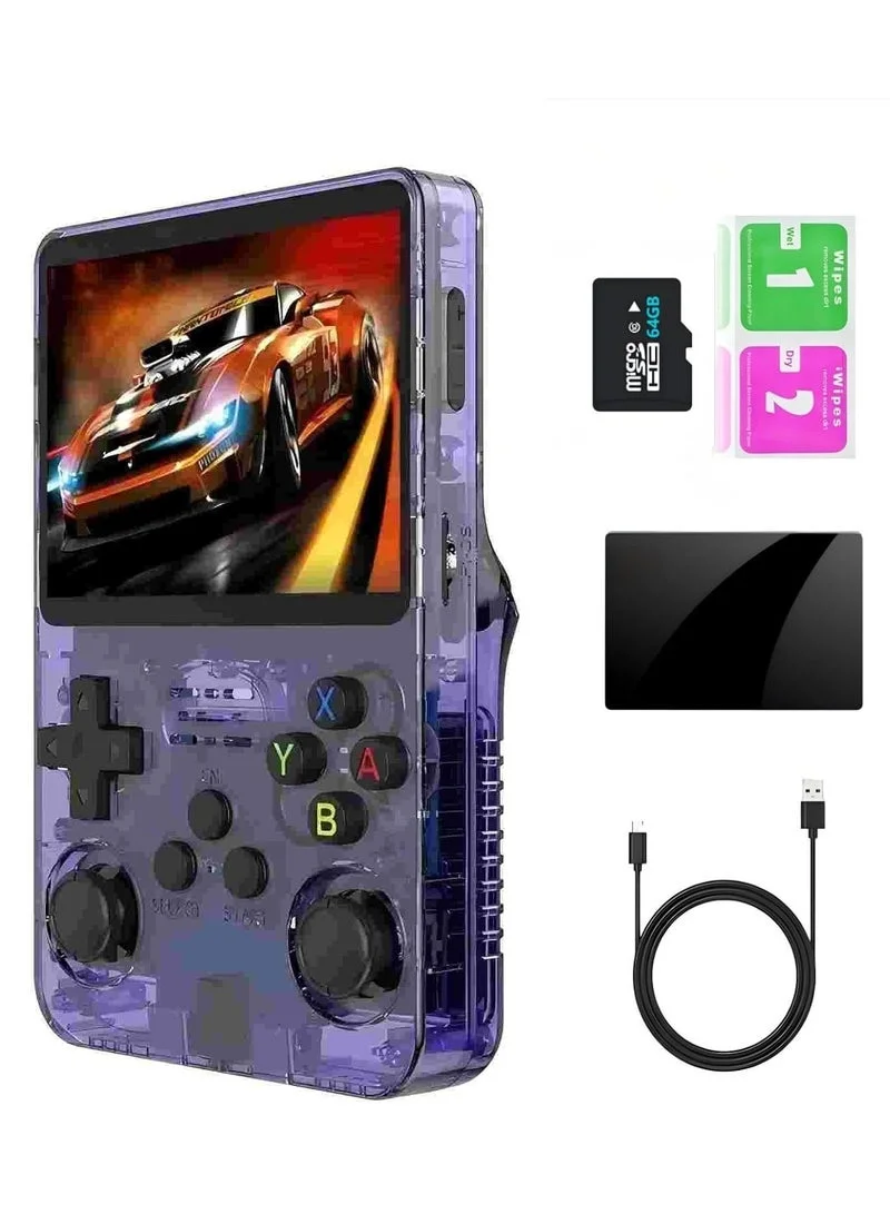 TIGER R36s Portable Retro Handheld Game Console 3.5-Inch IPS Screen Linux OS (Purple, 64GB) csd2w