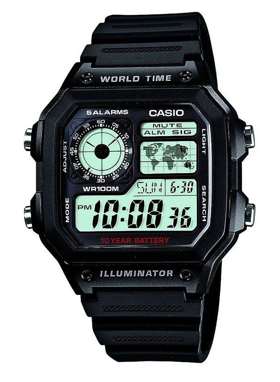 Premium Digital Sport Watch for Men Water Resistant Resin Case (Black, 42 mm) 0oeu9