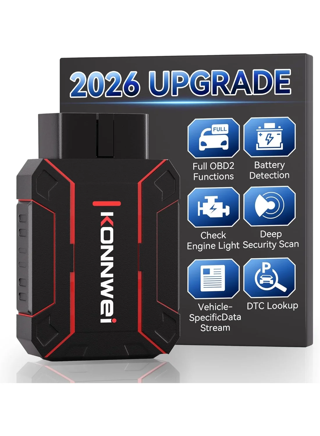 Konnwei OBD2 Bluetooth Diagnostic Scanner Full System Car Code Reader (Wireless, iOS & Android Compatible) 4jgc3