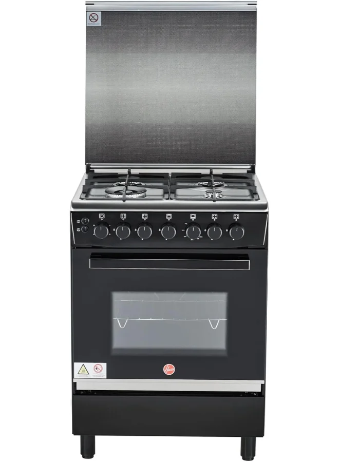 Premium 60x60cm Full Gas Cooker with 4 Burners and Convection Oven (Black, 60x60cm) 1sbky