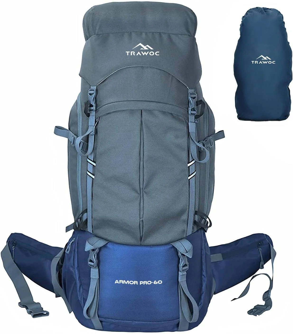 TRAWOC Armor Pro Travel Backpack (60L, Water-Resistant, Heavy-Duty Hiking Rucksack for Outdoor Adventure) 4eea0