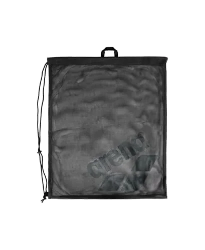 Premium Swim Mesh Gear Sack Drawstring Equipment Tote for Pool and Beach Training (Black, 40 Liters) tjhti